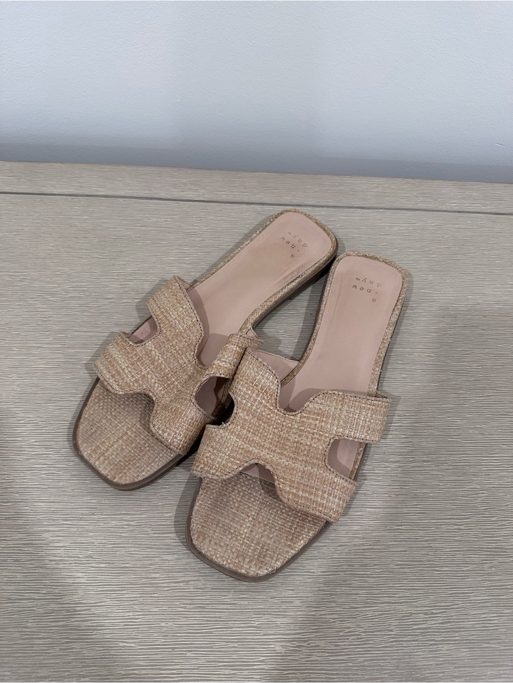 a new day Beige Woven Slide Sandals